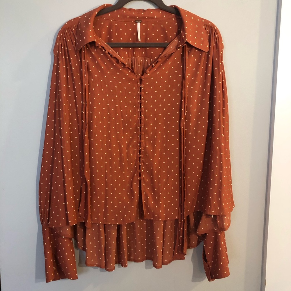 Free People Polka Dot Button Down